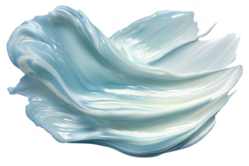 Swirls of light blue cosmetic cream texture against a transparent background