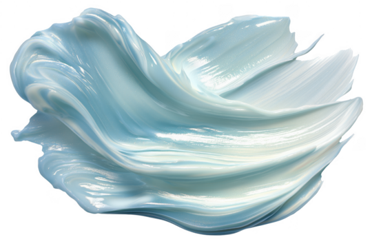 Swirls of light blue cosmetic cream texture against a transparent background - Powered by Adobe