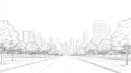 Cityscape sketch drawing