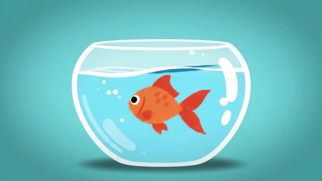 A simple fish swims peacefully in its decorative bowl.
