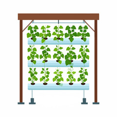 Hydroponic system of cucumber plants cultivated indoors, sustainable and efficient gardening technique