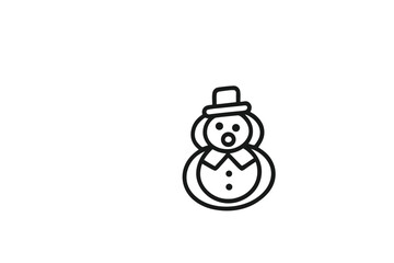 Minimalist Snowman with Hat on White Background Simple Line Drawing