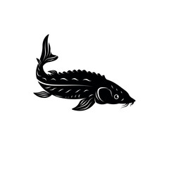 Sturgeon Silhouette Icon - Vector Fish Design for Seafood Branding and Fishing Logos