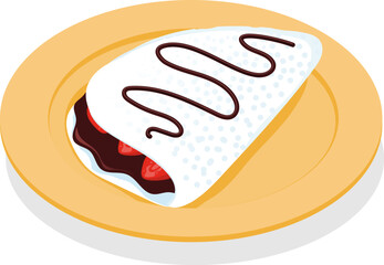 Tapioca with strawberry and chocolate - typical brazilian fast food derived from cassava roots, commonly used in desserts