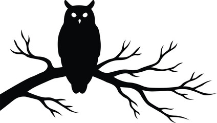 nocturnal animal vector perched owl outline