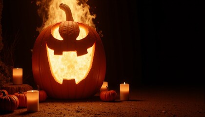 halloween pumpkin with candle