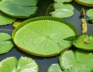 Giant lily pads on water