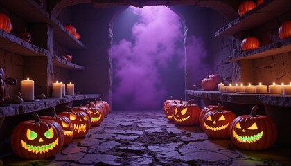 halloween background with pumpkins