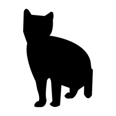 A clean, bold black silhouette of a cat, perfect for various uses.