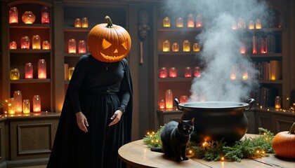 halloween witch with magic wand