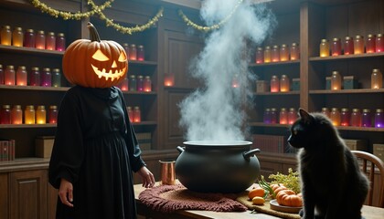 halloween witch with magic wand