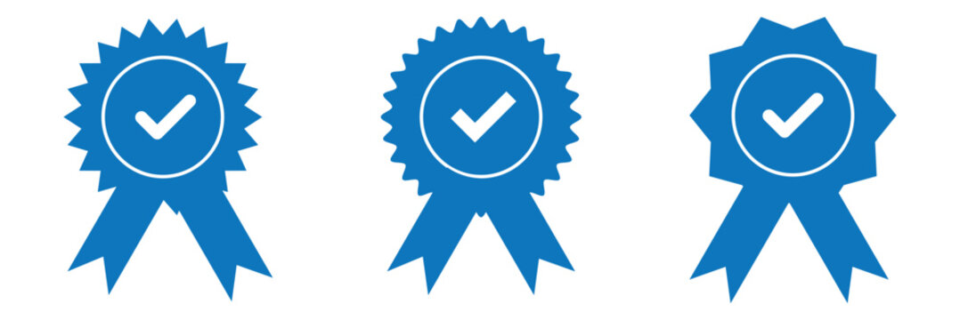 Verified badge icon tick symbol vector approved check mark icon. Blue checkmark icons - Certificate badge Quality certify icon
