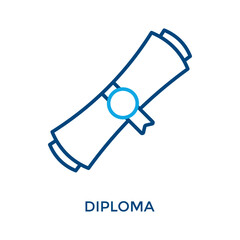 Diploma Icon Outline Color Style. Vector Illustration For Graphic Design