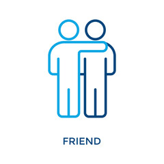 Friend Icon Outline Color Style. Vector Illustration For Graphic Design