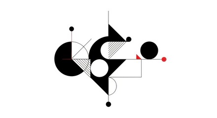 Abstract Geometric Composition with Shapes and Lines