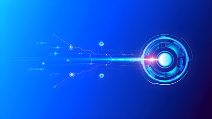 Futuristic digital fingerprint scan with blue light trail and particles