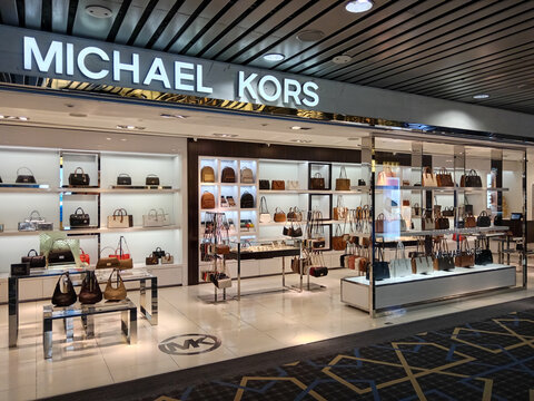 March, 2025:Interior view of Michael Kors luxury handbag store in Kuala Lumpur International Airport Malaysia
