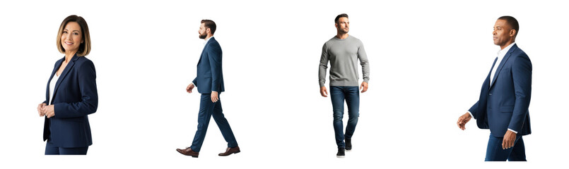 A man and a woman walking together in a professional setting.