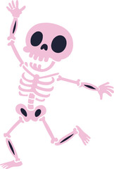 Happy Halloween skeleton dancing silhouette background.