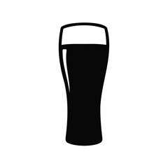 Monochrome vector illustration of a tall beer glass filled with dark beer