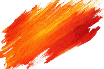 Abstract orange and red brushstroke art on transparent background illustrating creative design elements
