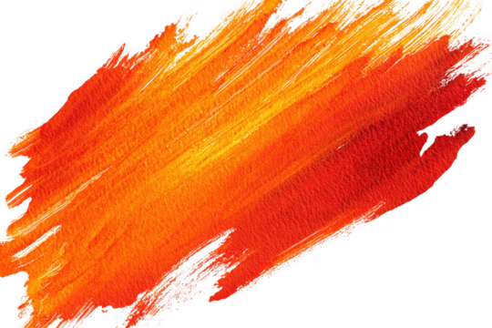 Abstract orange and red brushstroke art on transparent background illustrating creative design elements
