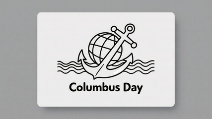 Columbus Day Discovering new horizons with a classic anchor and globe symbol celebrating Columbus Day, representing exploration and voyages across the seas.