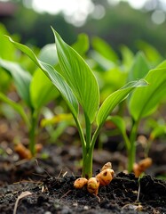Turmeric plants in soil