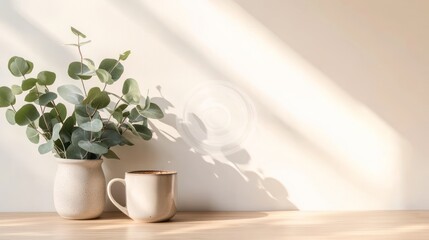 Eucalyptus branches sunlight interior