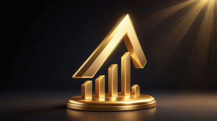 A close-up view of a gleaming golden arrow, representing the power and will to achieve great successes.