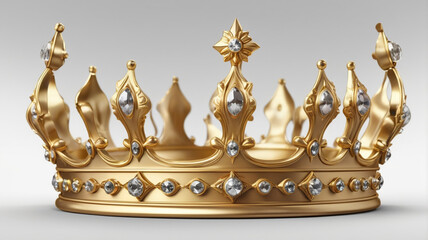 A luxurious golden royal crown icon, showcasing a clean and elegant design with a realistic 3D style.