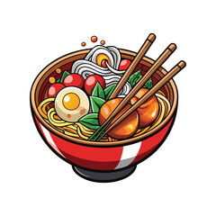 Delicious bowl of ramen noodles with chopsticks perfect for food marketing