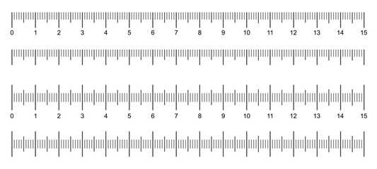 Ruler scale with markings and numbers in centimeters and millimeters units, measuring metric scale