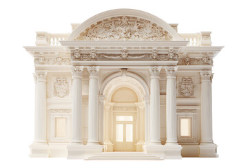 Obraz premium Ornate classical architecture facade with detailed carvings and fluted columns against transparent background