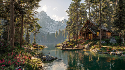 Charming Wooden Lodge by a Serene Lake: A Tranquil Escape into Nature