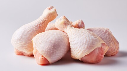 Raw Chicken Drumsticks on White Background for Cooking and Recipes