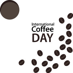 International Coffee Day Flat Lay Poster with Espresso Cup and Coffee Beans on Saucer