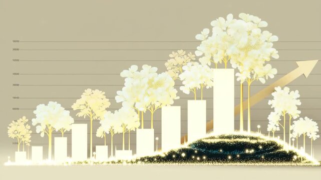 矢印と森で示す事業成長の概念図