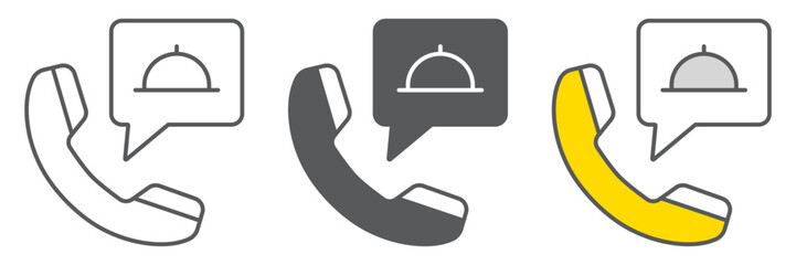 Call food order line icon, service and food, food order sign, vector graphics, a linear icon on a white background, eps 10.