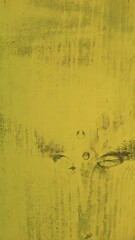 Vibrant Yellow Abstract Art with Mysterious Faces and Textures