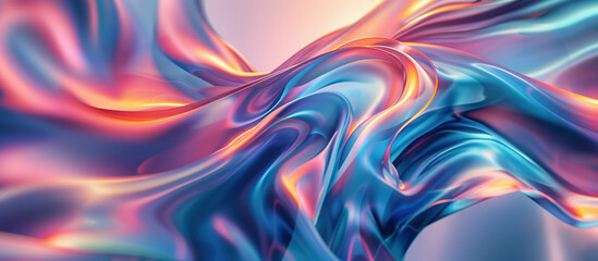 Obraz premium Abstract Fluid Art: A mesmerizing swirl of flowing liquid colors, with gradients of blue, orange, and purple that forms a captivating visual symphony, evoking a sense of movement.