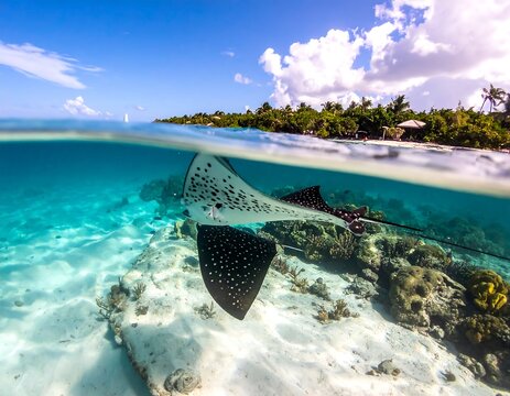 Stingray in shallow turquoise water
