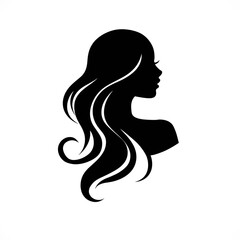 Woman with Long Wavy Hair Silhouette