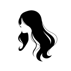 black silhouette of a woman's head and shoulders, shown in a side profile