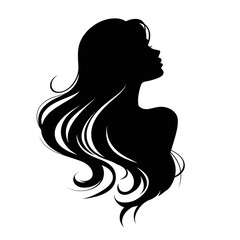 Woman with Long Wavy Hair Silhouette