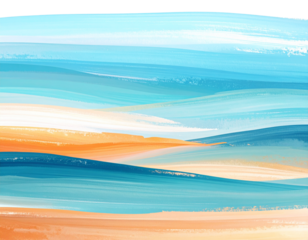 Minimalist Abstract Oil Artwork with Soft Sky Blue and Orange Streaks