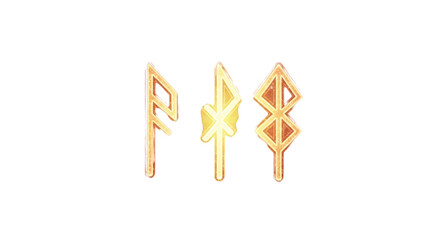 Naklejka premium Golden viking runes isolated on transparent background