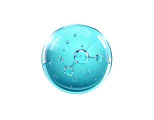 Futuristic Skincare Serum Bubble with Molecular Network – Soft Aqua Glow
