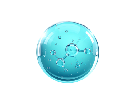 Futuristic Skincare Serum Bubble with Molecular Network – Soft Aqua Glow