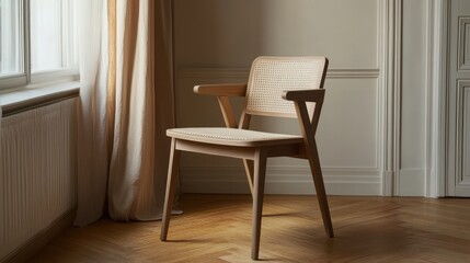 Fototapeta premium Wooden armchair in room